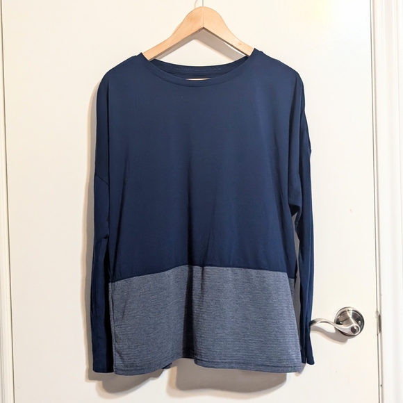 bcg Tops - BCG Women’s Colorblock Long Sleeve Activewear Top - Navy & Grey - Size L